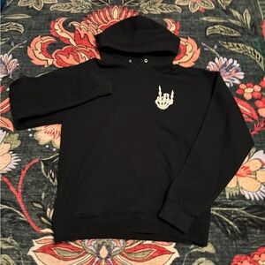 💀 Bowery Supply Co Skeleton Hand Hoodie Black Graphic Hoodie Size M